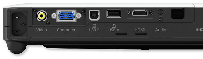 Epson EB-1785W 3200 Lumens WXGA NFC Corporate Portable Multimedia Projector - connectivity panel